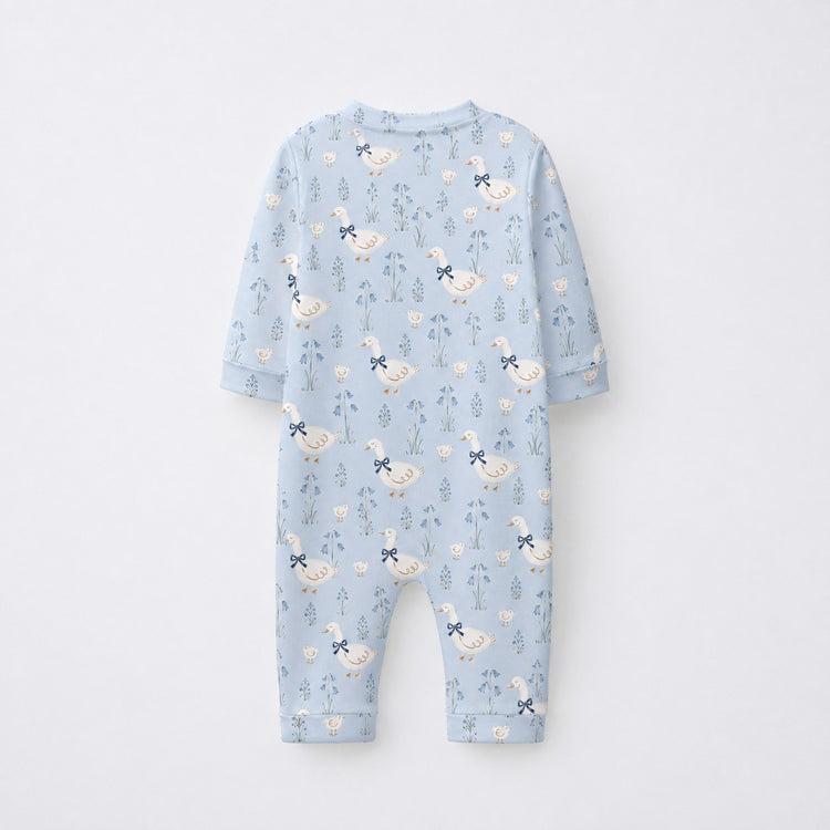 Blue Duck bamboo cotton baby sleepsuit — bamboo cotton onesie romper flatlay