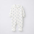 Blue Elephant bamboo cotton baby sleepsuit — full-sleeve two-way zip romper onesie, front