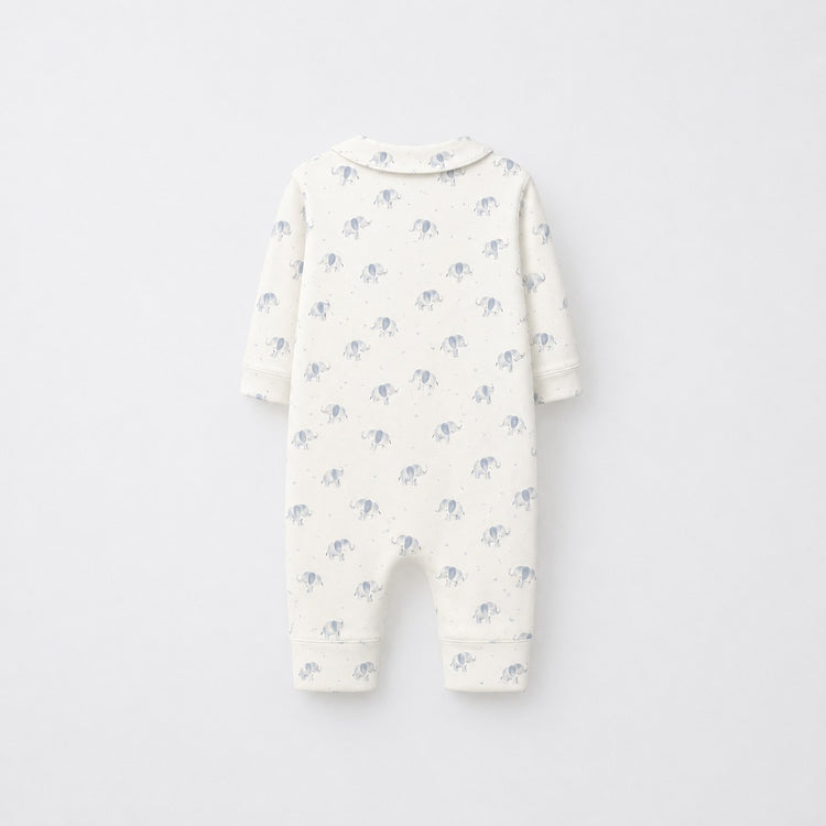 Blue Elephant bamboo cotton baby sleepsuit — two-way zip romper onesie