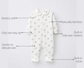 Anaario Blue Elephant Bamboo Baby Sleepsuit – Zip Romper Onesie key features