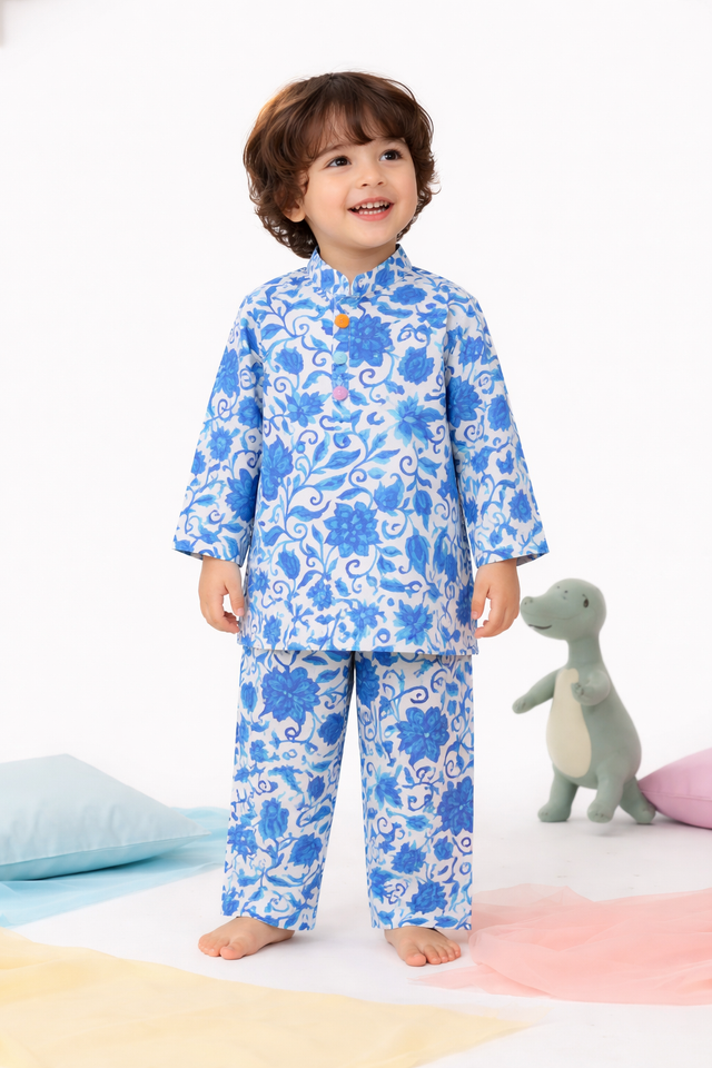 Girl wearing Anaario Blue Floral Cotton Co-ord Set