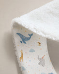 Blue Whale bamboo baby bib — blue whale print, soft bamboo cotton