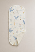 Blue Whale bamboo baby burp cloth — absorbent sherpa backing
