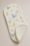 Blue Whale bamboo baby burp cloth — print detail