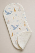 Blue Whale bamboo baby burp cloth — folded