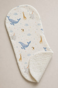 Blue Whale bamboo baby burp cloth — folded