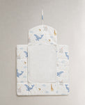 Blue Whale bamboo baby changing mat — blue whale print, soft bamboo cotton