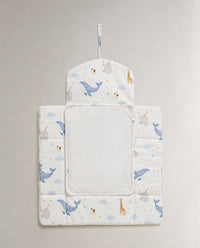 Blue Whale bamboo baby changing mat — blue whale print, soft bamboo cotton