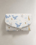 Blue Whale bamboo baby changing mat — blue whale print, soft bamboo cotton