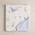 Blue Whale bamboo baby quilt — blue whale print, soft bamboo cotton