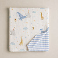 Blue Whale bamboo baby quilt — blue whale print, soft bamboo cotton