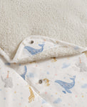Blue Whale bamboo baby changing mat — blue whale print, soft bamboo cotton