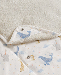 Blue Whale bamboo baby changing mat — blue whale print, soft bamboo cotton