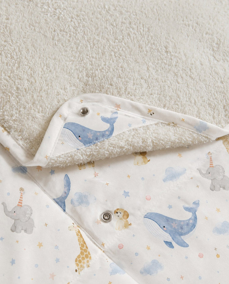 Blue Whale bamboo baby changing mat — blue whale print, soft bamboo cotton