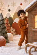 Rust Pumpkin Fleece Set for kids by Anaario – winter fleecewear