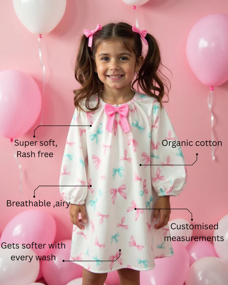 Girl wearing Anaario Bow Bliss Balloon Dress