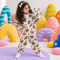Brown-Beige Cross Hooded Barrel Pant Set on girl by Anaario – winter kidswear