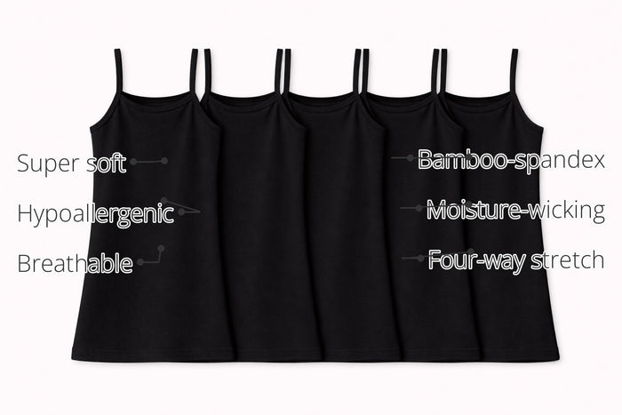 Girls Black Sleeveless Bamboo Vest (Pack of 5) features