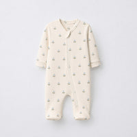 Bunny & Blossom bamboo cotton baby sleepsuit — zip romper onesie detail