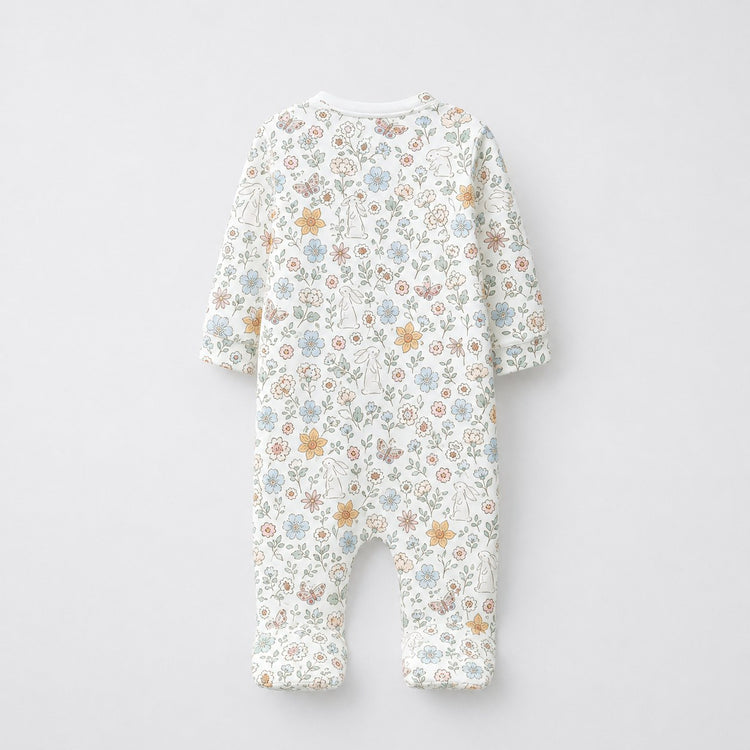 Bunny & Blossom bamboo cotton baby sleepsuit — two-way zip romper onesie