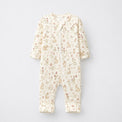 Bunny & Kitty Floral bamboo cotton baby sleepsuit — two-way zip romper onesie