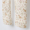 Bunny & Kitty Floral bamboo cotton baby sleepsuit — zip romper onesie detail