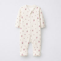 Bunny & Kitty Floral bamboo cotton baby sleepsuit — full-sleeve baby sleepsuit, zip onesie