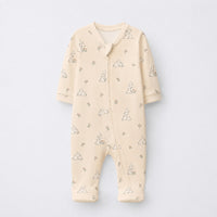 Bunny & Kitty Floral bamboo cotton baby sleepsuit — two-way zip romper onesie
