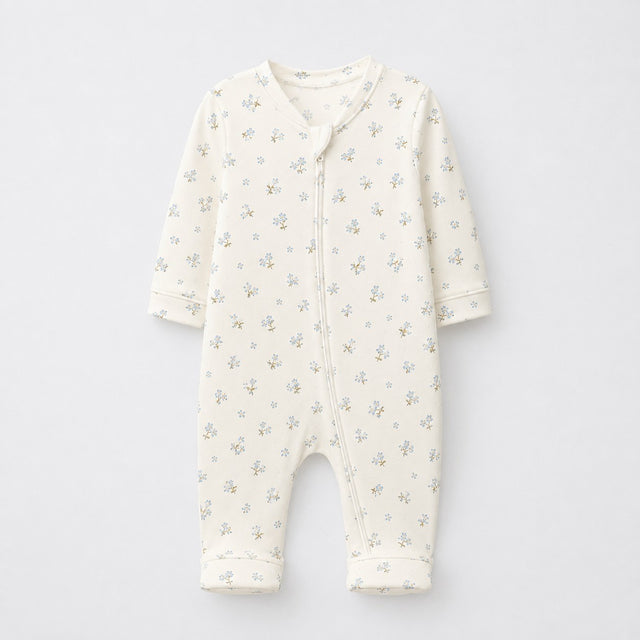 Bunny & Blossom bamboo cotton baby sleepsuit — two-way zip romper onesie