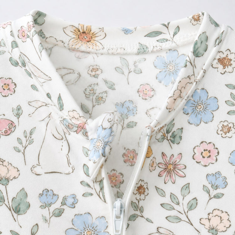 Bunny & Blossom bamboo cotton baby sleepsuit — footed zip-front sleepsuit, onesie romper