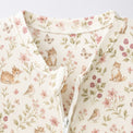 Bunny & Kitty Floral bamboo cotton baby sleepsuit — bamboo cotton onesie romper flatlay