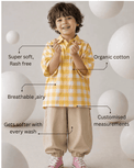 Boy wearing Anaario Butter Check Balloon Co-ord Set