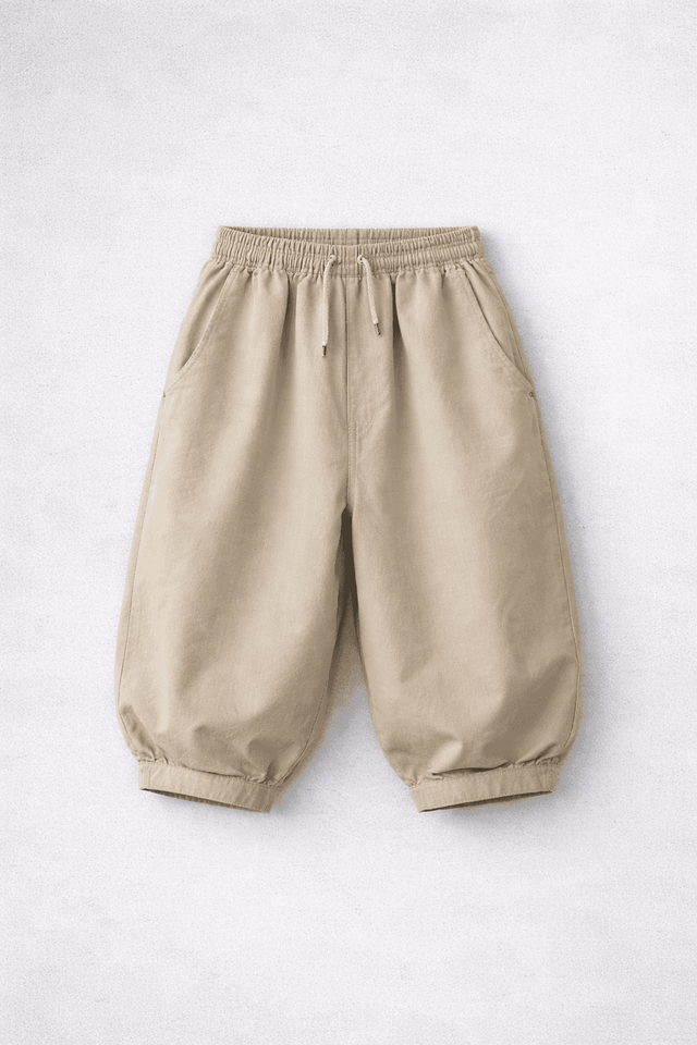 Boy wearing Anaario Butter Check Balloon Co-ord Set, yellow check shirt with matching balloon-style pant
