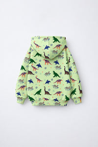 Green Dinosaur Hooded Jogger Set flat lay by Anaario
