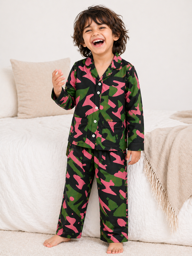 Boy wearing Anaario Camo Cutie Night Suit
