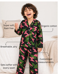 Boy wearing Anaario Camo Cutie Night Suit