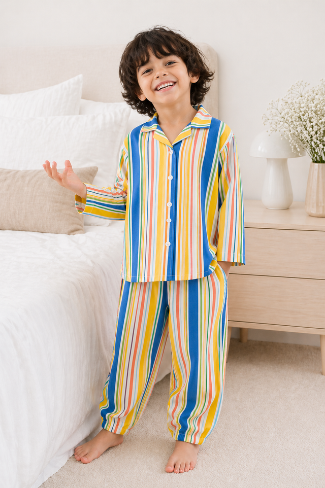 Boy wearing Anaario Candy Stripes Night Suit