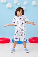 Boy wearing Anaario Car Print Shirt Set