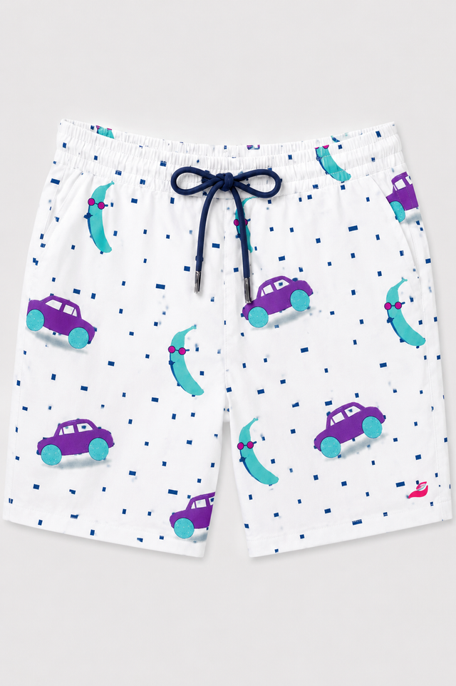 Boy wearing Anaario Car Print Shorts