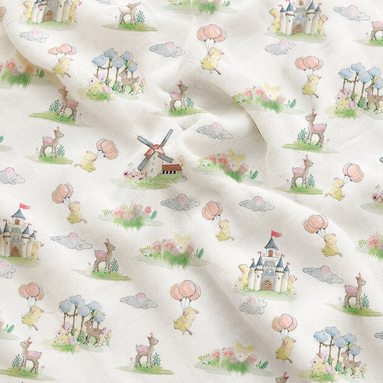 Carnival Windmill bamboo baby quilt — print detail