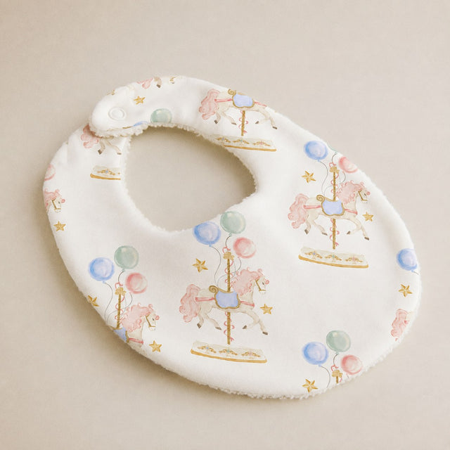 Carousel bamboo baby bib — print detail