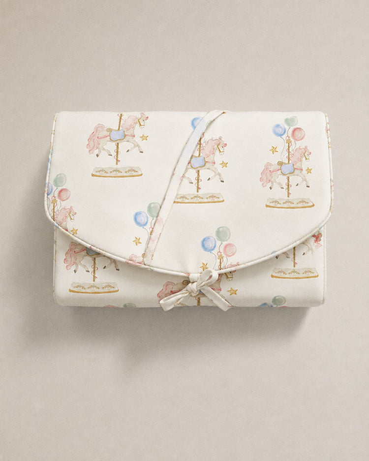 Carousel bamboo baby changing mat — carousel print, soft bamboo cotton