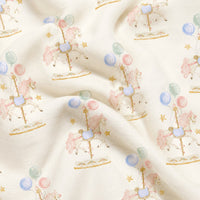 Carousel bamboo baby quilt — carousel print, soft bamboo cotton