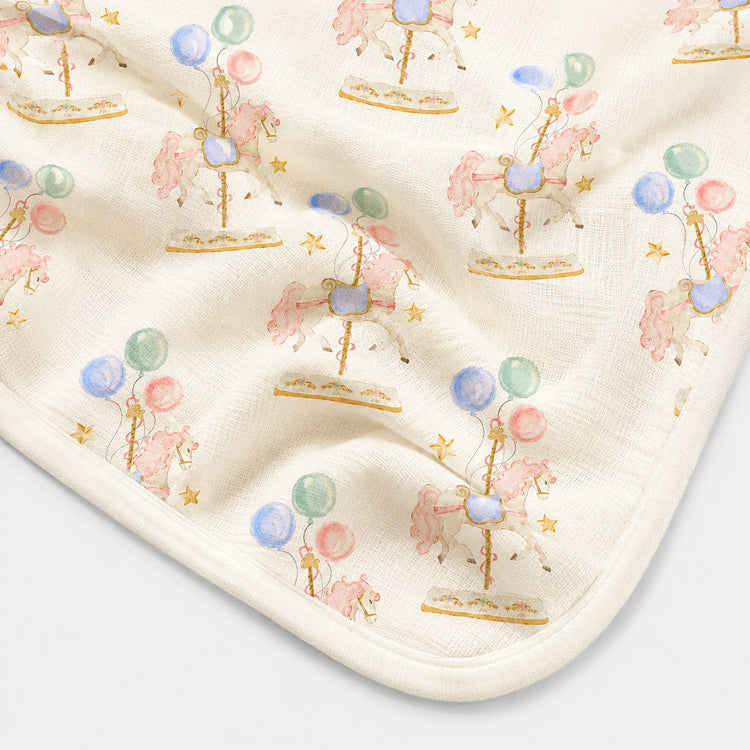 Carousel bamboo baby quilt — carousel print, soft bamboo cotton