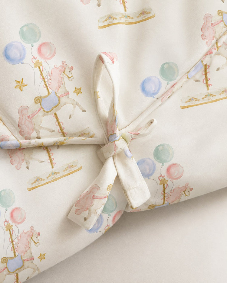Carousel bamboo baby changing mat — carousel print, soft bamboo cotton