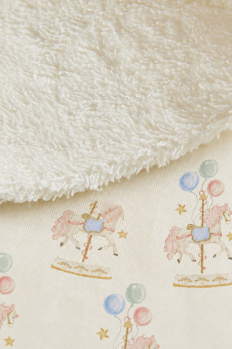 Carousel bamboo baby burp cloth — carousel print, soft bamboo cotton