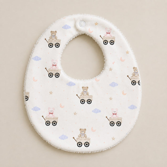 Carriage Teddy bamboo baby bib — print detail
