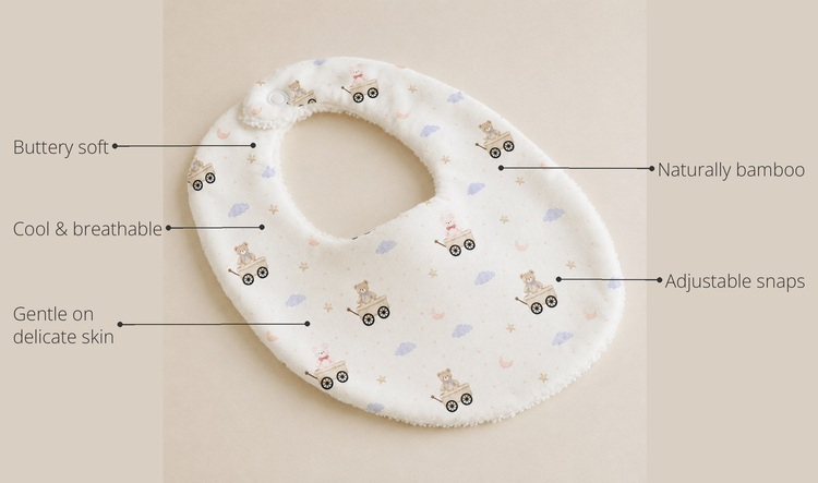 Anaario Carriage Teddy Bamboo Baby Bib key features