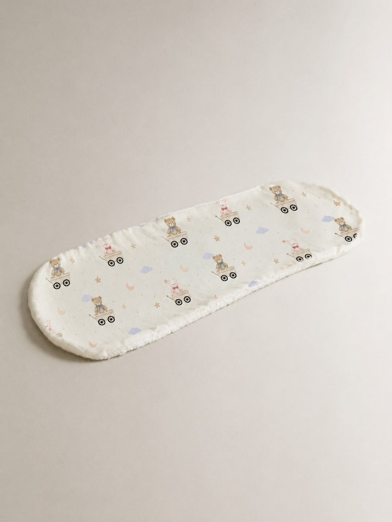 Carriage Teddy bamboo baby burp cloth — carriage teddy print, soft bamboo cotton