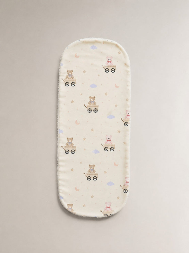 Carriage Teddy bamboo baby burp cloth — print detail
